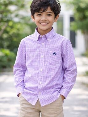 Ralph Lauren Boys' Lavender Gingham Button-Down Shirt